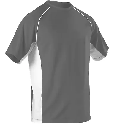 Alleson Athletic 505C1Y Youth Baseball Jersey Crew Charcoal/ White front view