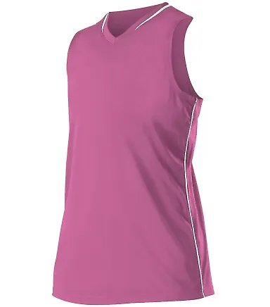 Alleson Athletic 551JW Women's Racerback Fastpitch in Pink/ white front view