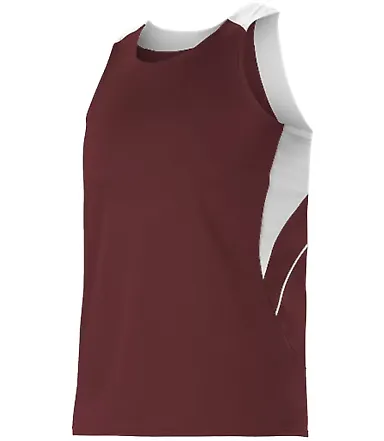 Alleson Athletic R1LFJ Loose Fit Track Tank Maroon/ White front view
