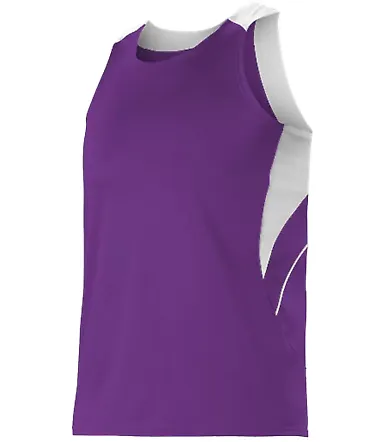Alleson Athletic R1LFJ Loose Fit Track Tank Purple/ White front view