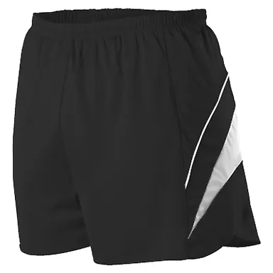 Alleson Athletic R1LFP Loose Fit Track Shorts in Black/ white front view