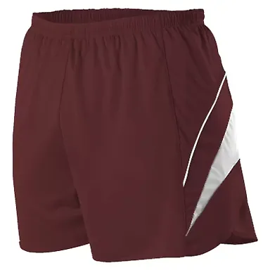 Alleson Athletic R1LFP Loose Fit Track Shorts in Maroon/ white front view