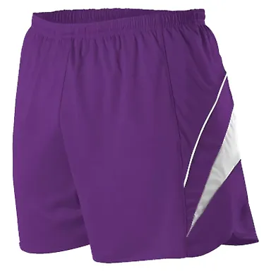 Alleson Athletic R1LFP Loose Fit Track Shorts in Purple/ white front view