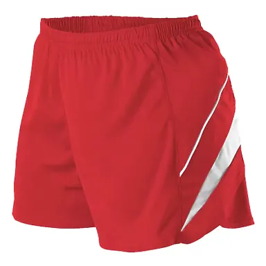 Alleson Athletic R1LFPW Women's Loose Fit Track Sh Red/ White front view