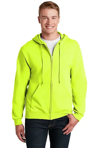 993 Jerzees 8 oz. NuBlend® 50/50 Full-Zip Hood in Safety green front view