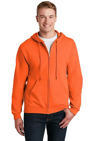 993 Jerzees 8 oz. NuBlend® 50/50 Full-Zip Hood in Safety orange front view