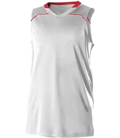 Alleson Athletic A00128 Women's Basketball Jersey White/ Red front view