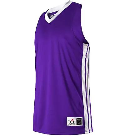 Alleson Athletic 538JW Women's Single Ply Basketba Purple/ White front view