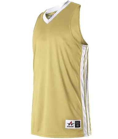 Alleson Athletic 538JW Women's Single Ply Basketba Vegas Gold/ White front view