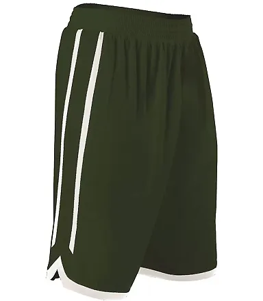 Alleson Athletic 588P Reversible Basketball Shorts Forest/ White front view