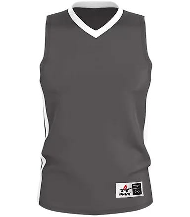 Alleson Athletic 538J Single Ply Basketball Jersey Charcoal/ White front view