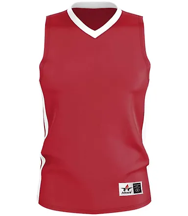 Alleson Athletic 538J Single Ply Basketball Jersey Red/ White front view