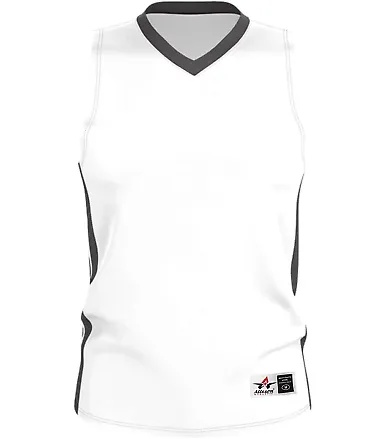 Alleson Athletic 538J Single Ply Basketball Jersey White/ Charcoal front view