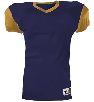 Alleson Athletic 751Y Youth Pro Game Football Jers in Navy/ vegas gold front view