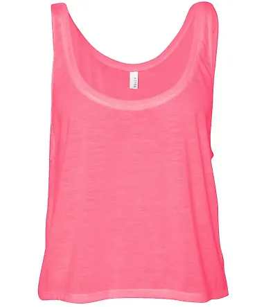 BELLA 8880 Womens Cropped Tank Crop Top NEON PINK front view