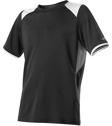 Alleson Athletic 530CJY Youth Baseball Crew Jersey in Black front view