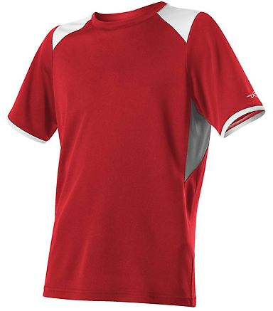 Alleson Athletic 530CJY Youth Baseball Crew Jersey in Red front view