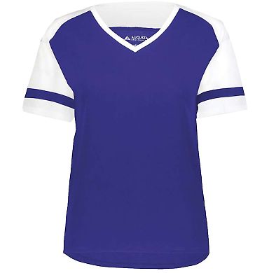 Augusta Sportswear 2914 Women's Fanatic 2.0 T-Shir in Purple/ white front view
