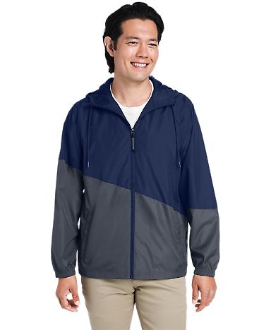 Core 365 CE710 Unisex Techno Lite Colorblock Windb in Clasc navy/ crbn front view