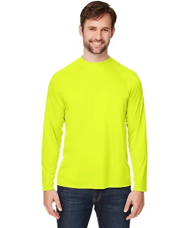 Core 365 CE110 Unisex Ultra UVP™ Long-Sleeve Rag SAFETY YELLOW front view