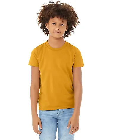 Bella + Canvas 3001Y Youth Jersey T-Shirt in Mustard front view