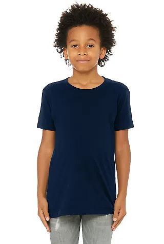 Bella + Canvas 3001Y Youth Jersey T-Shirt in Navy front view