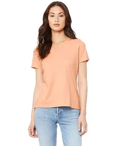 Bella + Canvas 6405CVC Ladies' Relaxed Heather CVC in Heather peach front view