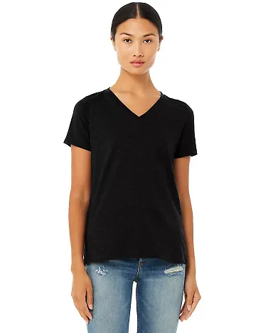 Bella + Canvas 6405CVC Ladies' Relaxed Heather CVC in Solid blk blend front view