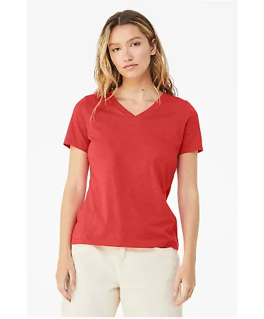 Bella + Canvas 6405CVC Ladies' Relaxed Heather CVC in Heather red front view