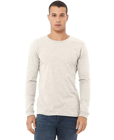 Bella + Canvas 3513 Unisex Triblend Long-Sleeve T- in Oatmeal triblend front view