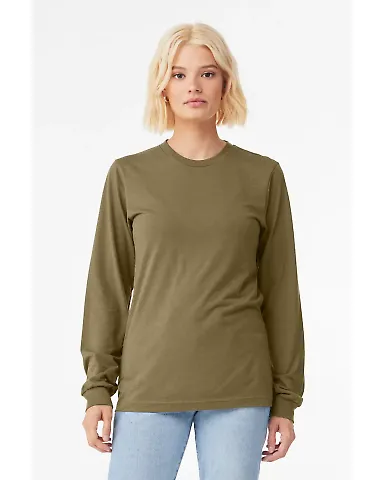 Bella + Canvas 3513 Unisex Triblend Long-Sleeve T- in Olive triblend front view