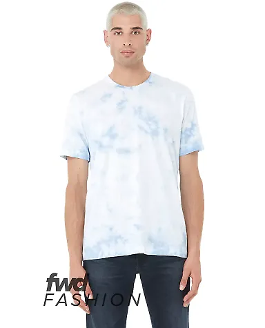 Bella + Canvas 3100RD Unisex Tie Dye T-Shirt WHT/ SKY BLUE front view