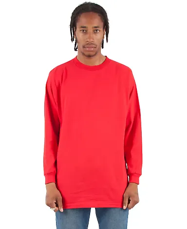 Shaka Wear SHALS Adult 6 oz Active Long-Sleeve T-S in Red front view