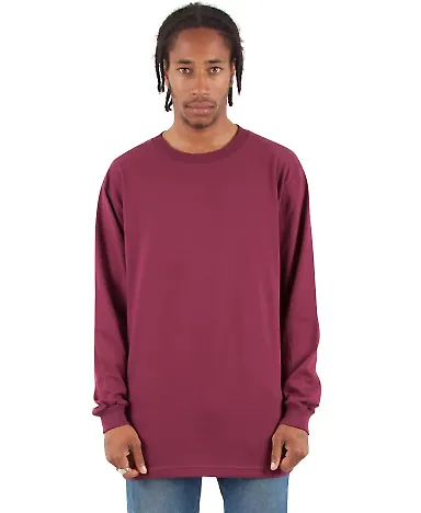 Shaka Wear SHALS Adult 6 oz Active Long-Sleeve T-S in Burgundy front view