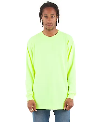 Shaka Wear SHALS Adult 6 oz Active Long-Sleeve T-S in Safety green front view