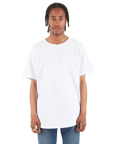 Shaka Wear SHCLT Adult 6 oz., Curved Hem Long T-Sh in White front view