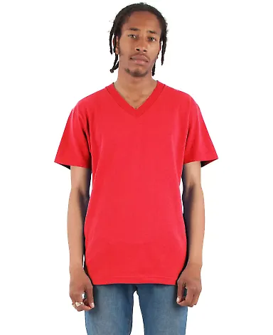 Shaka Wear SHVEE Adult 6.2 oz., V-Neck T-Shirt in Red front view