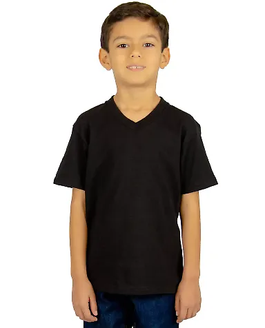 Shaka Wear SHVEEY Youth 5.9 oz., V-Neck T-Shirt in Black front view