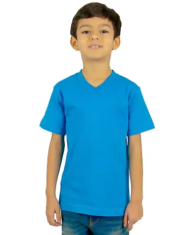 Shaka Wear SHVEEY Youth 5.9 oz., V-Neck T-Shirt in Turquoise front view