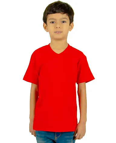 Shaka Wear SHVEEY Youth 5.9 oz., V-Neck T-Shirt in Red front view
