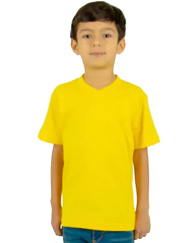 Shaka Wear SHVEEY Youth 5.9 oz., V-Neck T-Shirt in Yellow front view