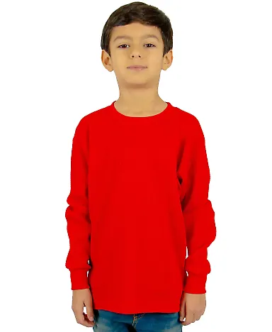 Shaka Wear SHTHRMY Youth 8.9 oz., Thermal T-Shirt in Red front view