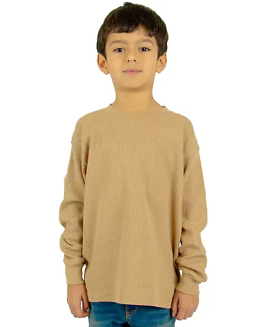 Shaka Wear SHTHRMY Youth 8.9 oz., Thermal T-Shirt in Khaki front view