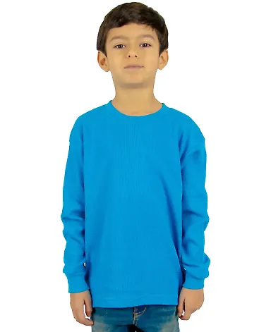 Shaka Wear SHTHRMY Youth 8.9 oz., Thermal T-Shirt in Turquoise front view