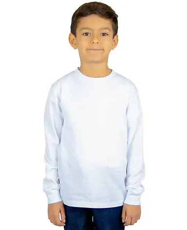 Shaka Wear SHLSY Youth 5.9 oz., Active Long-Sleeve in White front view