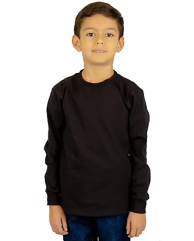 Shaka Wear SHLSY Youth 5.9 oz., Active Long-Sleeve in Black front view