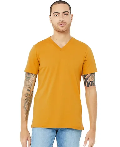 Bella + Canvas 3005 Unisex Jersey Short-Sleeve V-N in Mustard front view