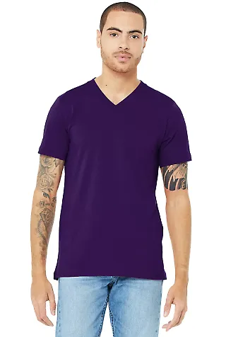 Bella + Canvas 3005 Unisex Jersey Short-Sleeve V-N in Team purple front view