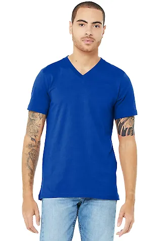 Bella + Canvas 3005 Unisex Jersey Short-Sleeve V-N in True royal front view
