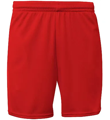A4 Apparel N5384 Adult 7 Mesh Short With Pockets SCARLET front view